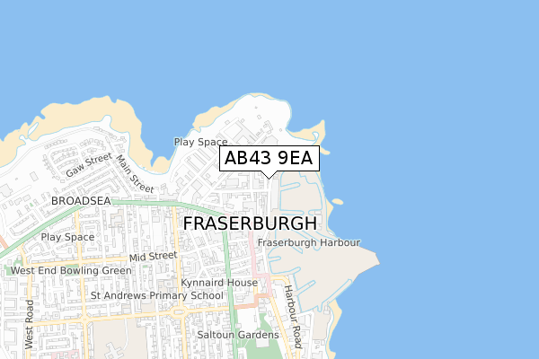 AB43 9EA map - small scale - OS Open Zoomstack (Ordnance Survey)