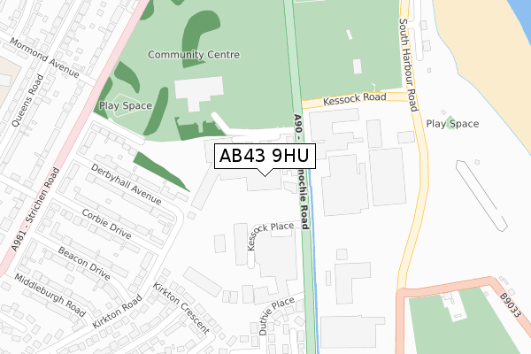 AB43 9HU map - large scale - OS Open Zoomstack (Ordnance Survey)