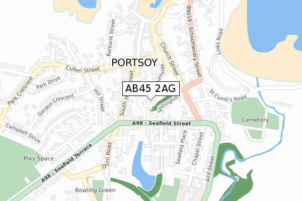 AB45 2AG map - large scale - OS Open Zoomstack (Ordnance Survey)