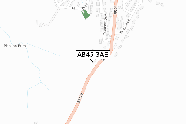 AB45 3AE map - large scale - OS Open Zoomstack (Ordnance Survey)