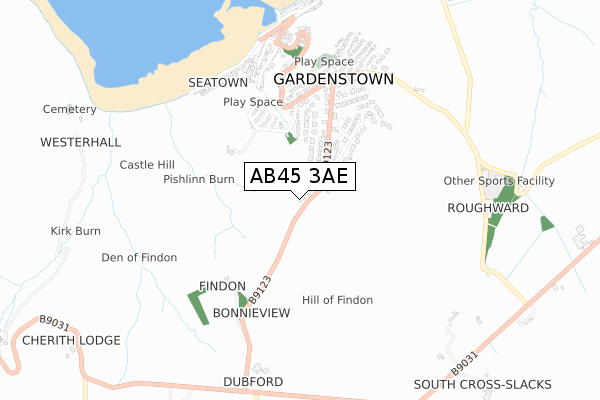 AB45 3AE map - small scale - OS Open Zoomstack (Ordnance Survey)