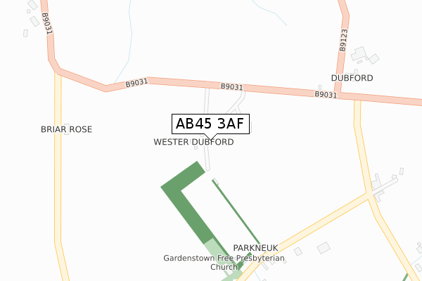 AB45 3AF map - large scale - OS Open Zoomstack (Ordnance Survey)