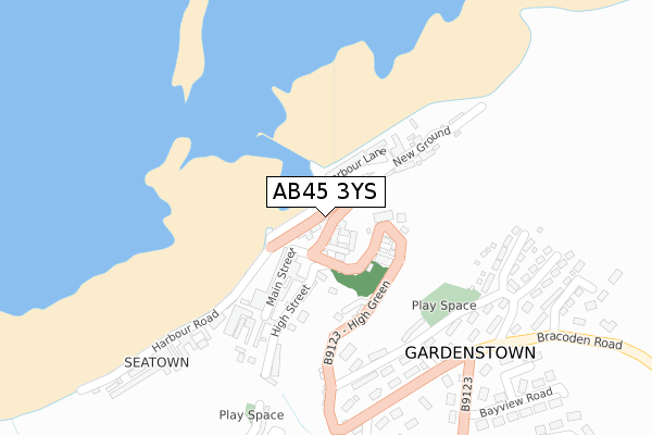 AB45 3YS map - large scale - OS Open Zoomstack (Ordnance Survey)