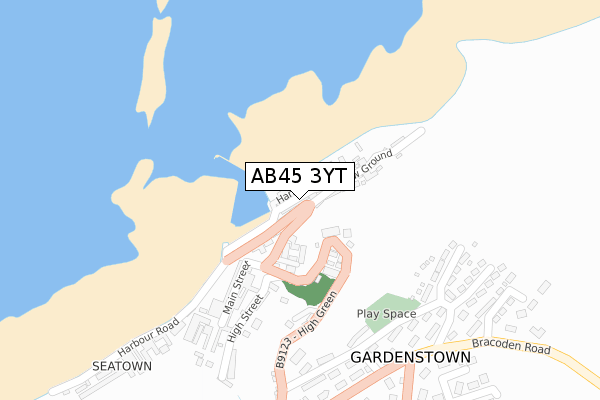 AB45 3YT map - large scale - OS Open Zoomstack (Ordnance Survey)