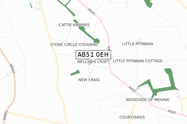 AB51 0EH map - small scale - OS Open Zoomstack (Ordnance Survey)