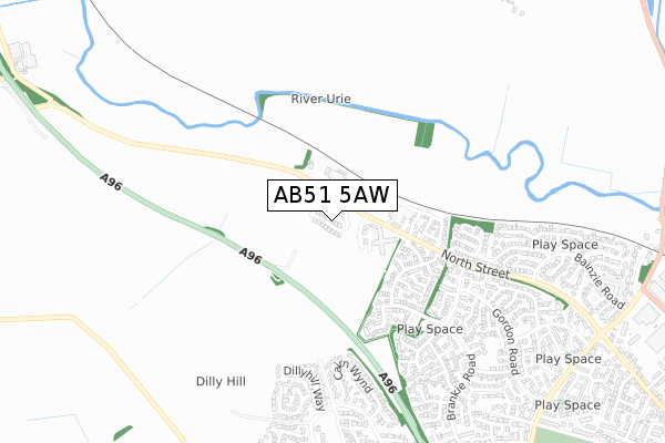 AB51 5AW map - small scale - OS Open Zoomstack (Ordnance Survey)