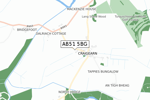 AB51 5BG map - small scale - OS Open Zoomstack (Ordnance Survey)