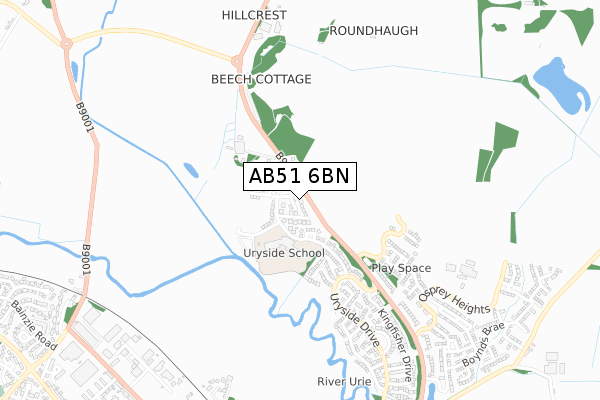 AB51 6BN map - small scale - OS Open Zoomstack (Ordnance Survey)