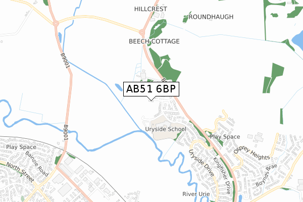 AB51 6BP map - small scale - OS Open Zoomstack (Ordnance Survey)