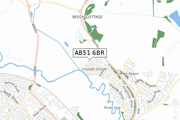 AB51 6BR map - small scale - OS Open Zoomstack (Ordnance Survey) AB51 6BR map - small scale - OS Open Zoomstack (Ordnance Survey)
