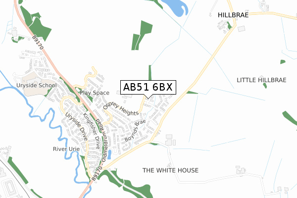 AB51 6BX map - small scale - OS Open Zoomstack (Ordnance Survey)