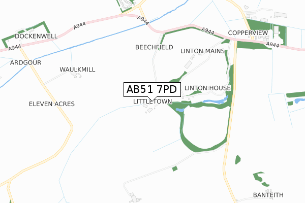 AB51 7PD map - small scale - OS Open Zoomstack (Ordnance Survey) AB51 7PD map - small scale - OS Open Zoomstack (Ordnance Survey)