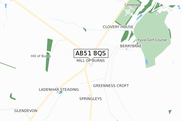 AB51 8QS map - small scale - OS Open Zoomstack (Ordnance Survey)