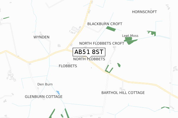 AB51 8ST map - small scale - OS Open Zoomstack (Ordnance Survey) AB51 8ST map - small scale - OS Open Zoomstack (Ordnance Survey)