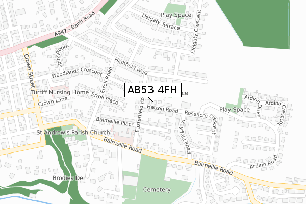 AB53 4FH map - large scale - OS Open Zoomstack (Ordnance Survey)