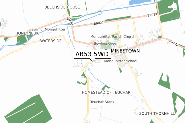 AB53 5WD map - small scale - OS Open Zoomstack (Ordnance Survey)