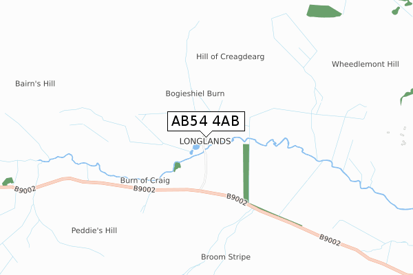 AB54 4AB map - small scale - OS Open Zoomstack (Ordnance Survey)