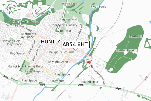 AB54 8HT map - small scale - OS Open Zoomstack (Ordnance Survey)