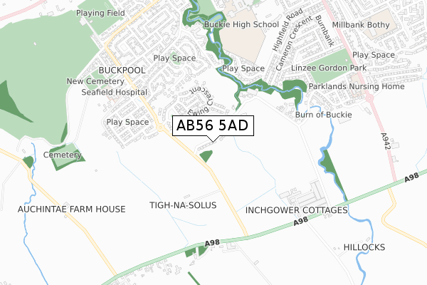 AB56 5AD map - small scale - OS Open Zoomstack (Ordnance Survey)