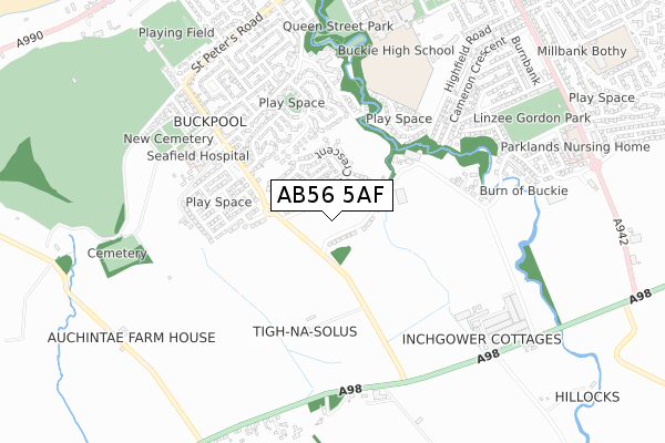 AB56 5AF map - small scale - OS Open Zoomstack (Ordnance Survey)