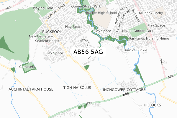 AB56 5AG map - small scale - OS Open Zoomstack (Ordnance Survey)