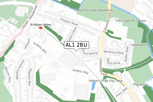 AL1 2BU map - large scale - OS Open Zoomstack (Ordnance Survey)