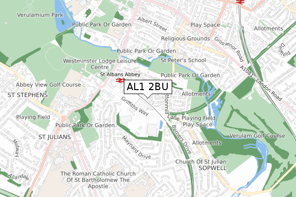 AL1 2BU map - small scale - OS Open Zoomstack (Ordnance Survey)