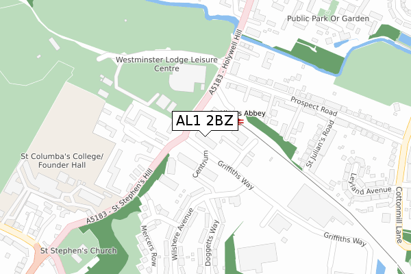 AL1 2BZ map - large scale - OS Open Zoomstack (Ordnance Survey)