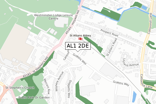 AL1 2DE map - large scale - OS Open Zoomstack (Ordnance Survey)