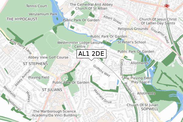 AL1 2DE map - small scale - OS Open Zoomstack (Ordnance Survey) AL1 2DE map - small scale - OS Open Zoomstack (Ordnance Survey)