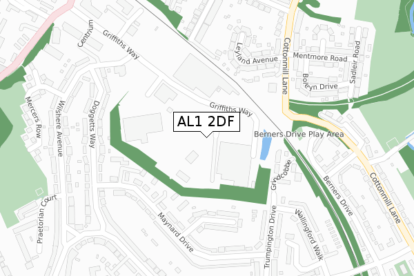 AL1 2DF map - large scale - OS Open Zoomstack (Ordnance Survey)