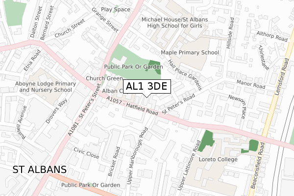 AL1 3DE map - large scale - OS Open Zoomstack (Ordnance Survey)