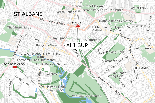 AL1 3UP map - small scale - OS Open Zoomstack (Ordnance Survey) AL1 3UP map - small scale - OS Open Zoomstack (Ordnance Survey)