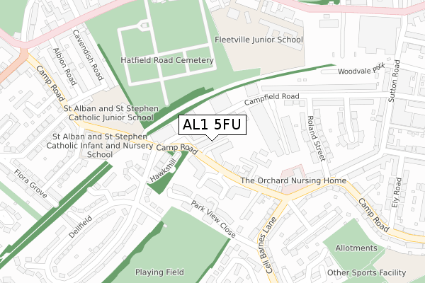 AL1 5FU map - large scale - OS Open Zoomstack (Ordnance Survey)