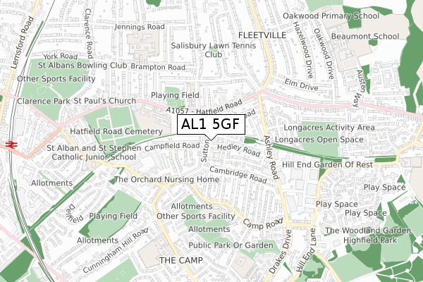 AL1 5GF map - small scale - OS Open Zoomstack (Ordnance Survey)
