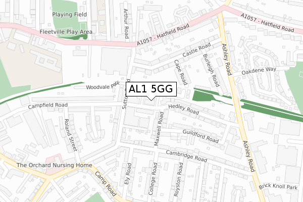 AL1 5GG map - large scale - OS Open Zoomstack (Ordnance Survey)