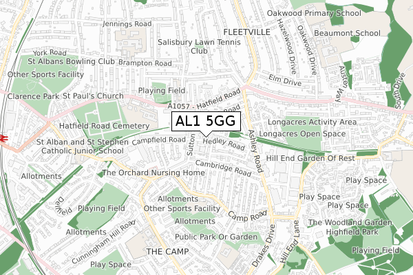 AL1 5GG map - small scale - OS Open Zoomstack (Ordnance Survey)