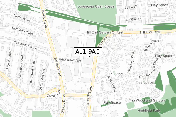 AL1 9AE map - large scale - OS Open Zoomstack (Ordnance Survey)