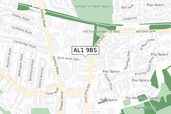 AL1 9BS map - large scale - OS Open Zoomstack (Ordnance Survey)