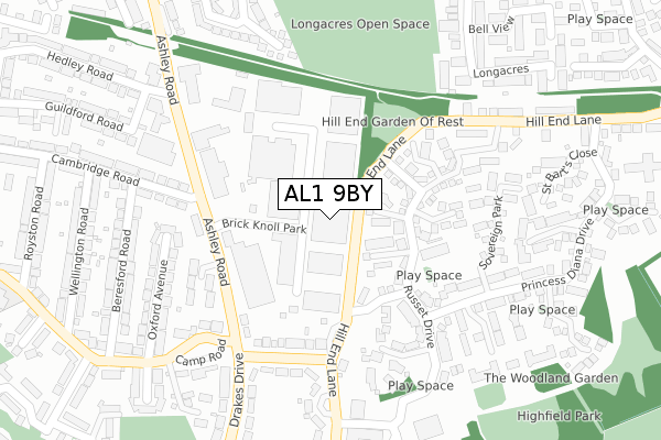 AL1 9BY map - large scale - OS Open Zoomstack (Ordnance Survey)