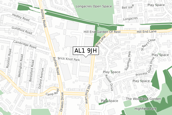 AL1 9JH map - large scale - OS Open Zoomstack (Ordnance Survey)