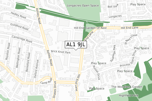 AL1 9JL map - large scale - OS Open Zoomstack (Ordnance Survey)