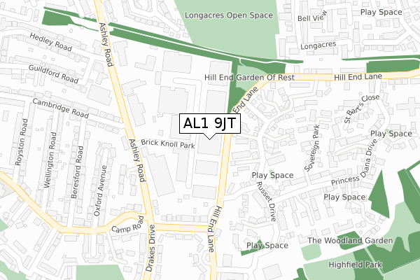 AL1 9JT map - large scale - OS Open Zoomstack (Ordnance Survey)