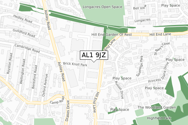 AL1 9JZ map - large scale - OS Open Zoomstack (Ordnance Survey)