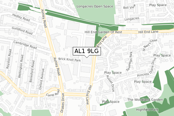 AL1 9LG map - large scale - OS Open Zoomstack (Ordnance Survey)