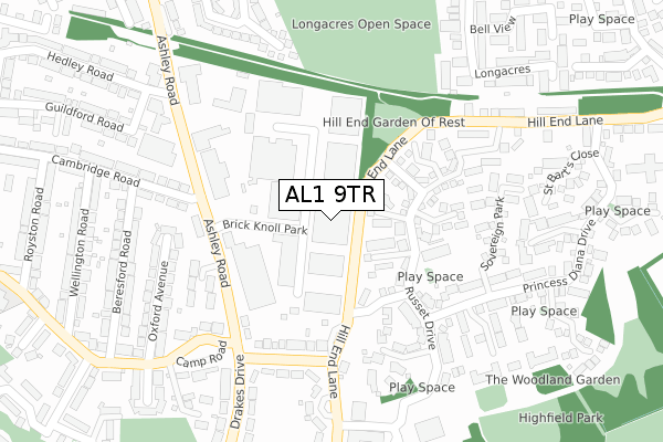 AL1 9TR map - large scale - OS Open Zoomstack (Ordnance Survey)