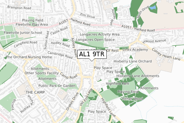 AL1 9TR map - small scale - OS Open Zoomstack (Ordnance Survey)