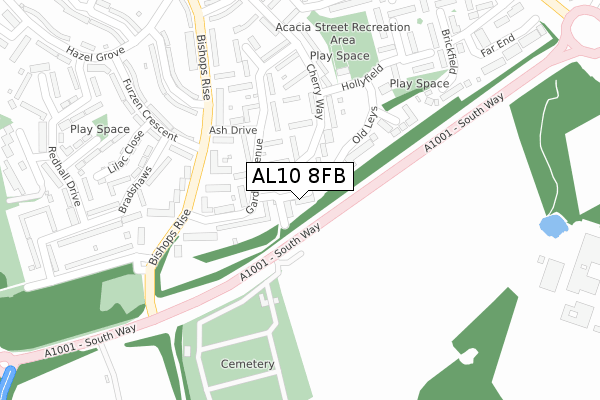 AL10 8FB map - large scale - OS Open Zoomstack (Ordnance Survey) AL10 8FB map - large scale - OS Open Zoomstack (Ordnance Survey)