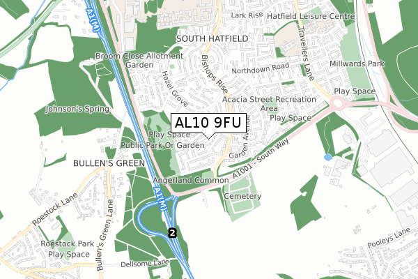 AL10 9FU map - small scale - OS Open Zoomstack (Ordnance Survey) AL10 9FU map - small scale - OS Open Zoomstack (Ordnance Survey)