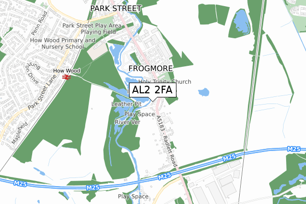 AL2 2FA map - small scale - OS Open Zoomstack (Ordnance Survey)